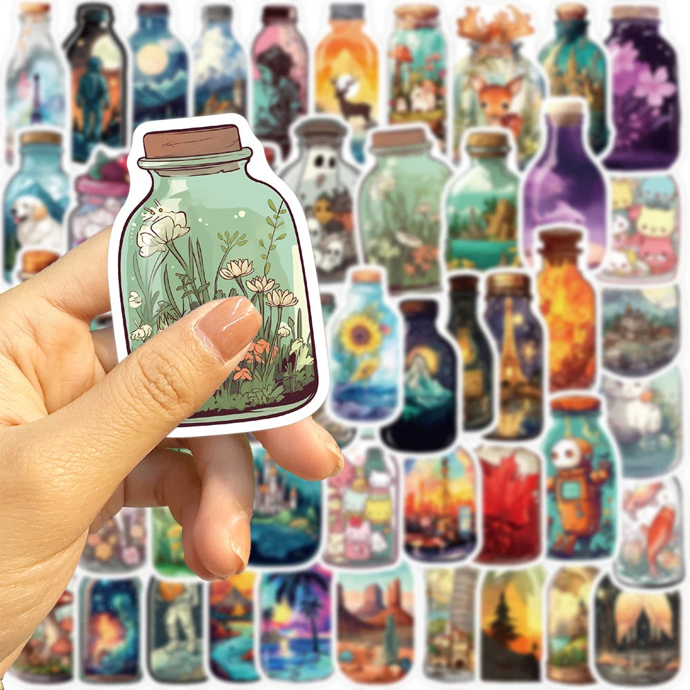 10/30/50PCS Pegatinas de dibujos animados de Bottle World estilo INS Calcomanía estética Equipaje Patineta Graffiti lindo Niña degradado Juguetes con pegatinas