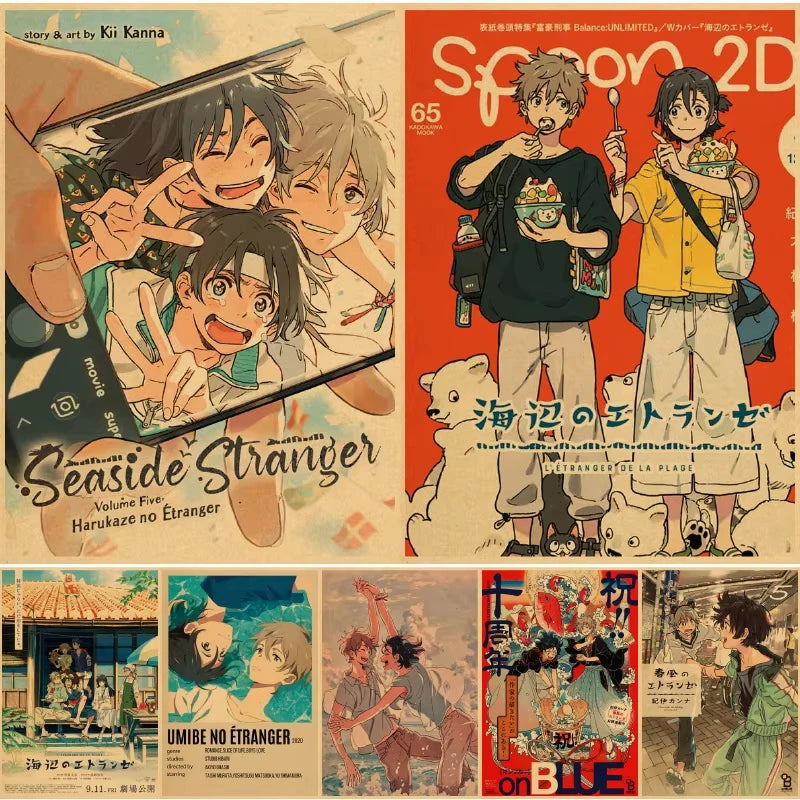 Umibe No Etranger Póster Anime Arte de Pared PÓSTER RETRO vintage papel kraft Pinturas Impresiones Imagen Para Niños Decoración Habitación Hogar Regalo