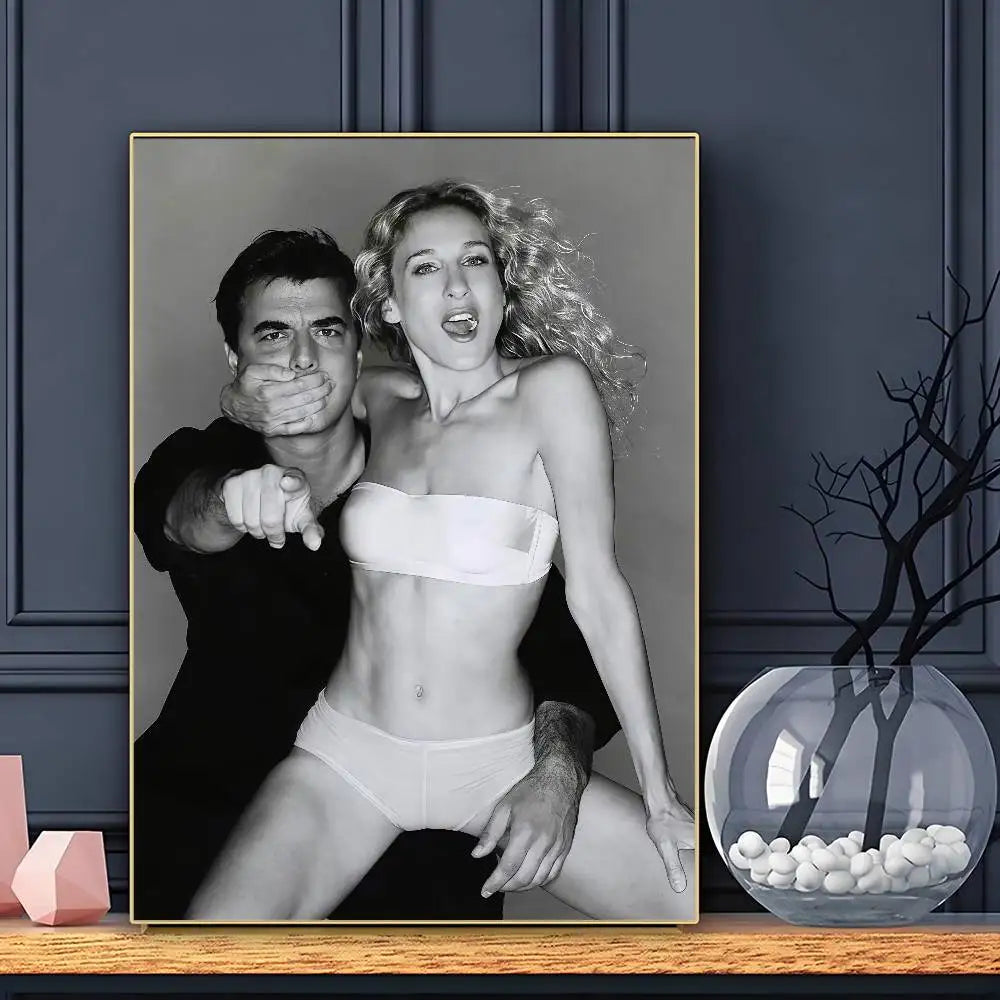 Sexo en Nueva York Carrie y Mr Big Foto Clásico Póster Arte de Pared Adhesivo Impresión Impermeable Hogar Salón Dormitorio Bar Estético