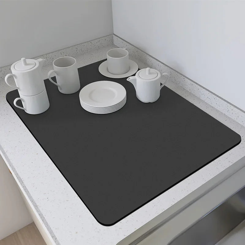Alfombrilla de encimera de cocina de color sólido de estilo simple VIKAMA, almohadilla de secado de platos que absorbe el agua, almohadilla para cafetera, decoración del hogar