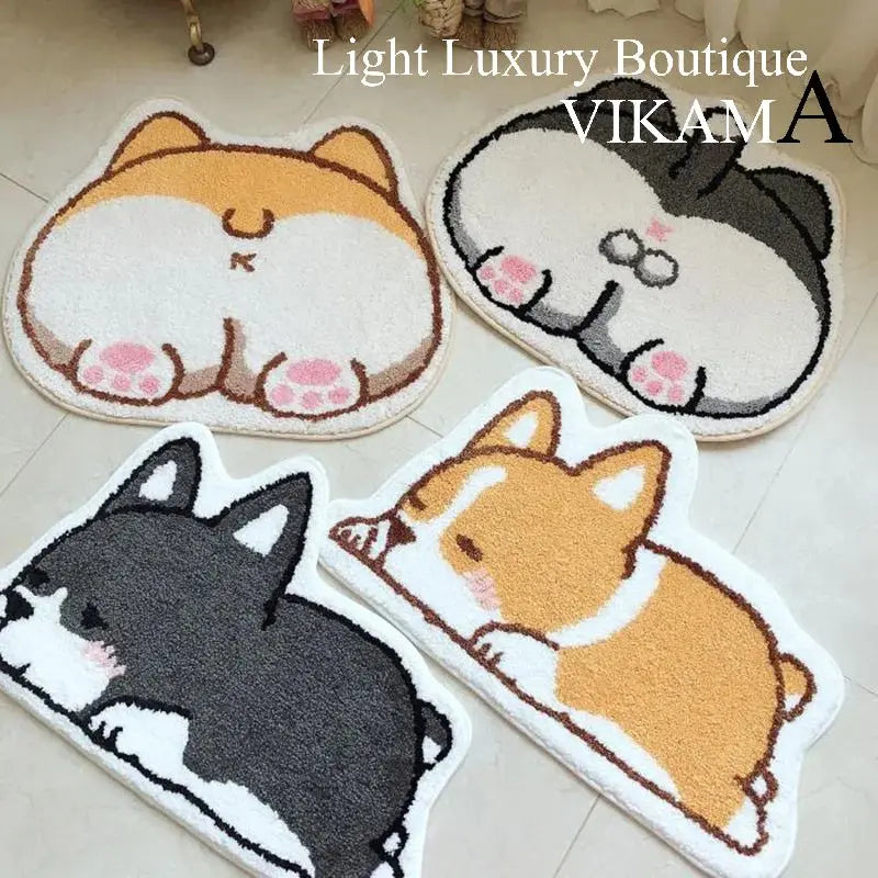 Alfombra de Corgi de dibujos animados VIKAMA, alfombrilla de baño suave al tacto cálido, alfombrilla absorbente para pies, alfombra de sala de estar, dormitorio, felpudo, decoración del hogar.