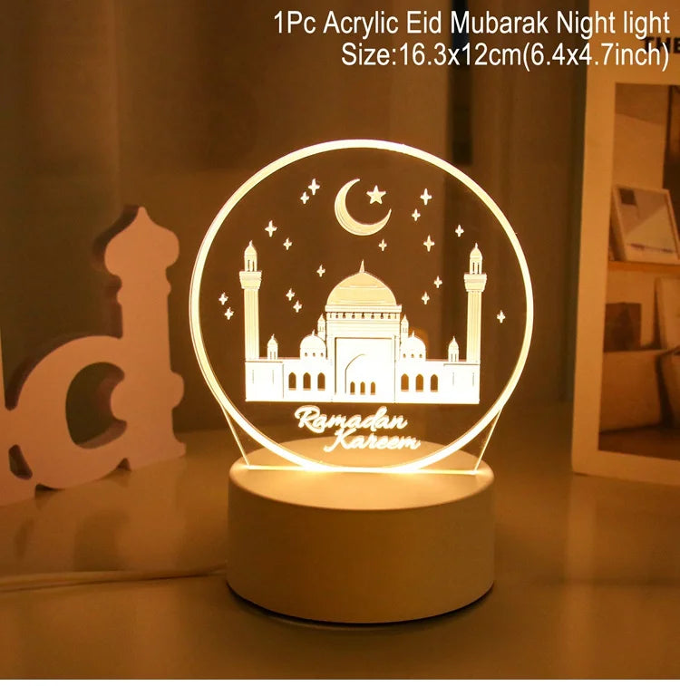 EID Luz Nocturna Mubarak Decoración de Ramadán Para el Hogar 2025 Decoración Islámica Musulmana para Fiestas Ramadán Kareem Feliz Eid Al Adha Ramadán