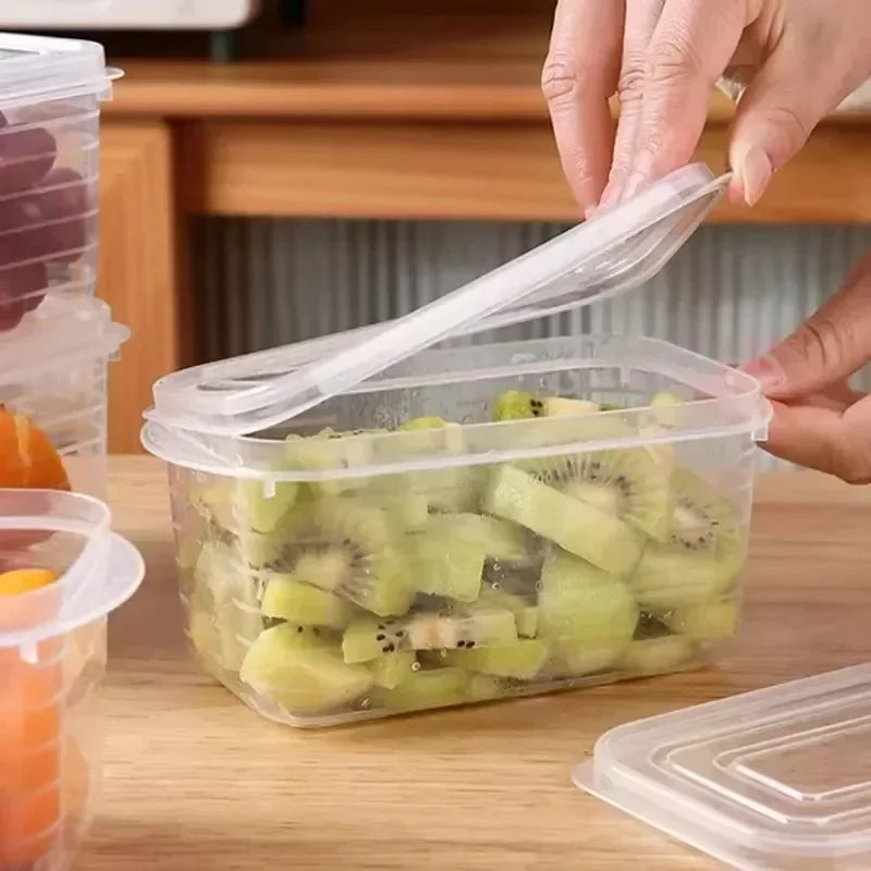1/10PCS Caja de carne para congelador de refrigerador Cajas de conservación de alimentos Contenedor de almacenamiento de vegetales frescos con tapa Recipiente para alimentos más crujiente