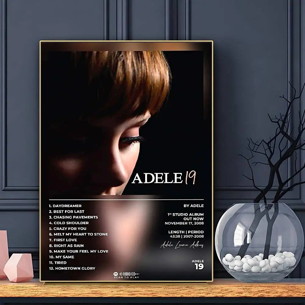 Póster de la cantante Adele, arte HD, adhesivo, impermeable, para la pared, decoración para el hogar, salón, bar