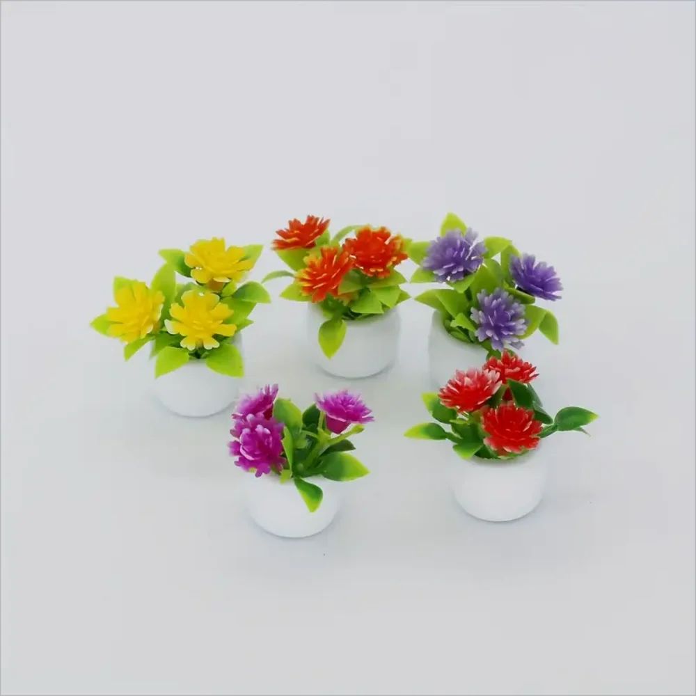 5 mini macetas decorativas, casas de muñecas, flores artificiales vibrantes, decoración del hogar, mini macetas para coche, regalos de vacaciones, detalles de fiesta