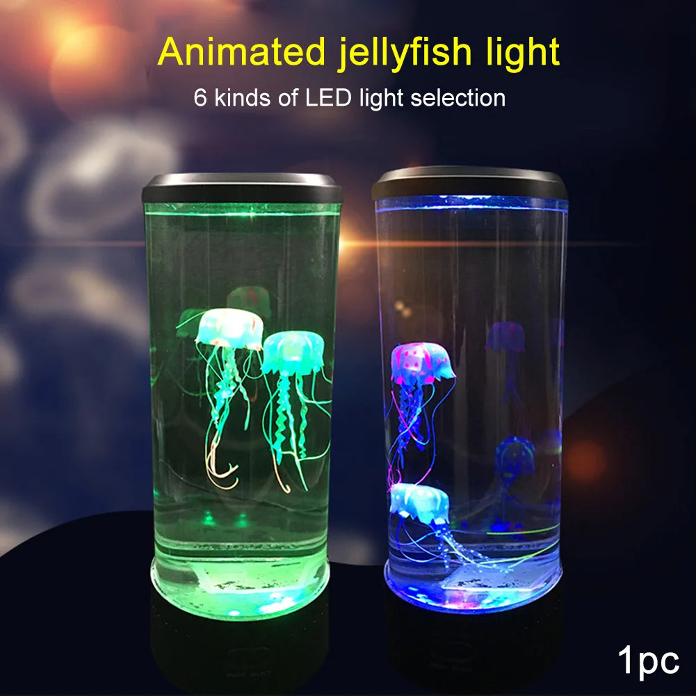 Lampe Méduse Couleurs Changeantes Télécommande Aquarium LED Veilleuse Cadeau d'Anniversaire Chargement USB Ambiance Relaxante