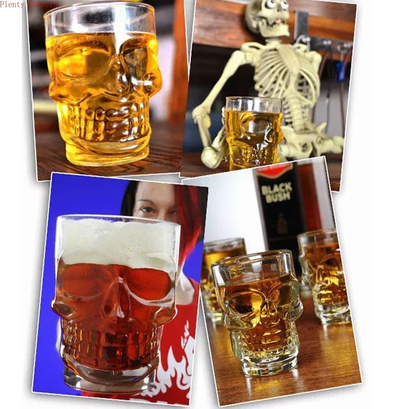 Vaso de cerveza clásico de pirata, 500 ml, cristal, con cara de calavera creativa y hueso, con asa, para beber vino, vodka, esencial para bares y KTV