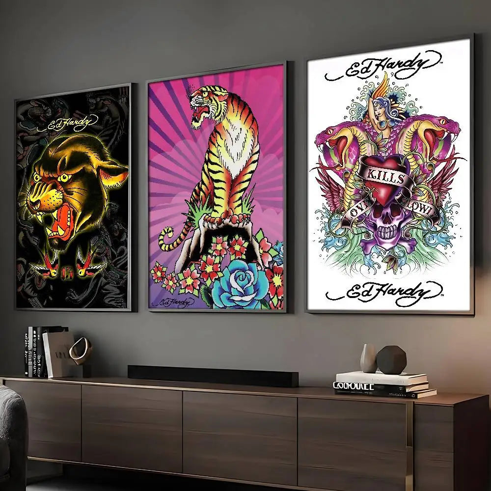 Affiche Murale Imprimée Imperméable FASHION E-Ed H-har-dyS Décoration Esthétique pour la Maison, le Salon, la Chambre, le Bar