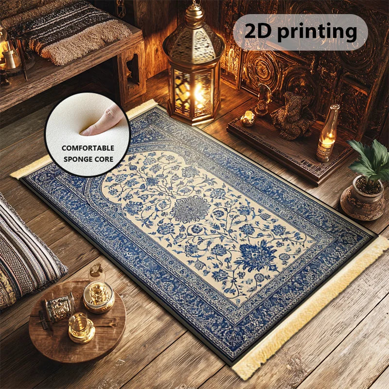 Tapis de prière islamique VIKAMA à franges, tapis de prière doux et lavable en machine, tapis de prière musulman, adapté à la maison et au pèlerinage