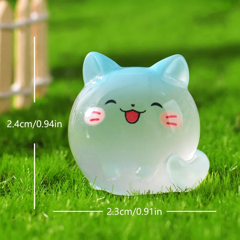 5/20 Pièces Mini Chat Lumineux Micro Paysage Ornements de Bureau Lueur Nocturne Figurines Animales Décorations Maison Voiture Accessoires de Bricolage