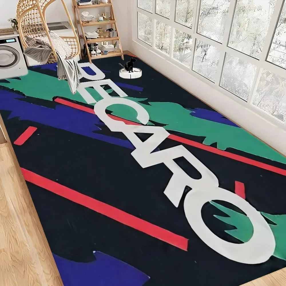 RECARO Letter Carpet Mat Rug Geometric Pattern Home Decoration with Colorful Stripes for Living Room Laundry Room Bedroom Decor