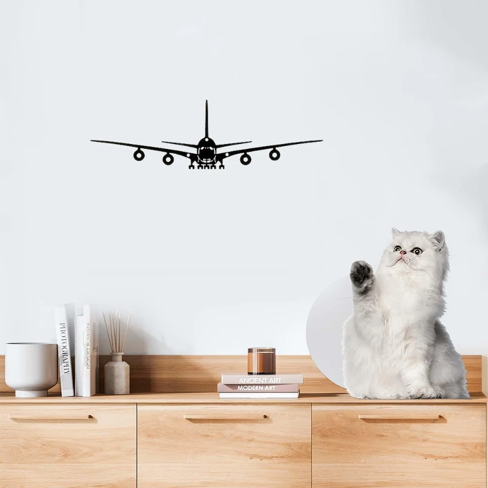 Un cuadro de pared de metal - Diseño de avión Boeing - 15,75 x 4,72 pulgadas - Ideal para la decoración de escenas y como acento metálico elegante