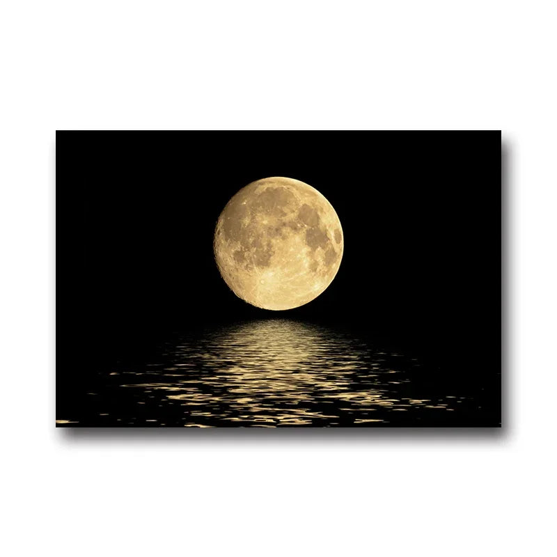 =Tableau mural abstrait noir et blanc, lune, moderne, impression sur toile HD, affiche, décoration de maison, salon, porche, chambre