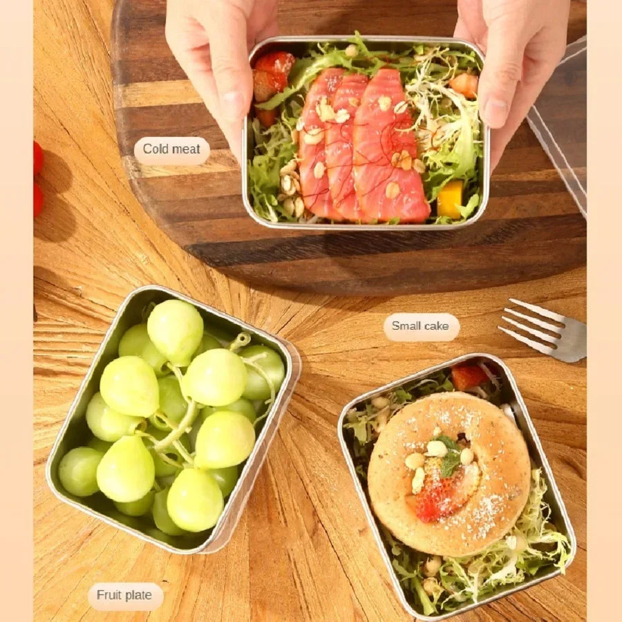 fiambrera de acero inoxidable con tapa sellada, fiambrera pequeña engrosada, caja de almacenamiento y envasado de alimentos para camping