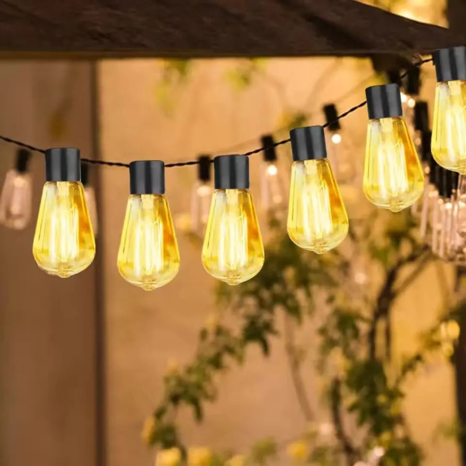 1 ud. de guirnaldas de luces solares, luces impermeables para jardín exterior, jardín, terraza, balcón, camping, fiesta, decoración retro, luces de hadas