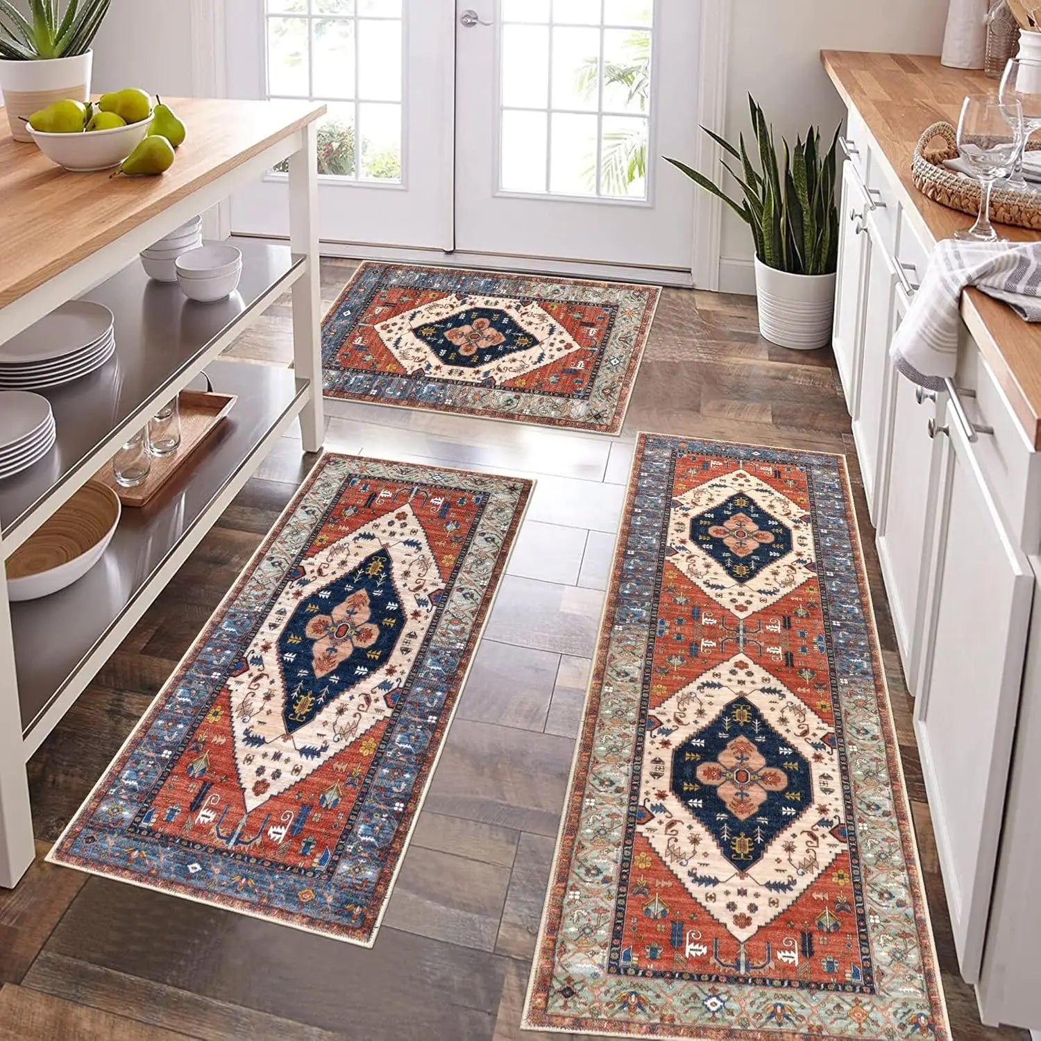Alfombra bohemia de decoración para el hogar VIKAMA, alfombra de suelo larga antideslizante y antisuciedad para cocina, alfombra de suelo para pasillo y recibidor