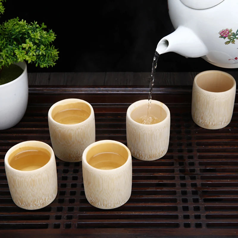 1PCS Taza de Té de Bambú Natural, Taza de Agua de Madera China, Taza de Sake Japonesa, Taza de Cerveza, Café, Jugo, Hecha a Mano