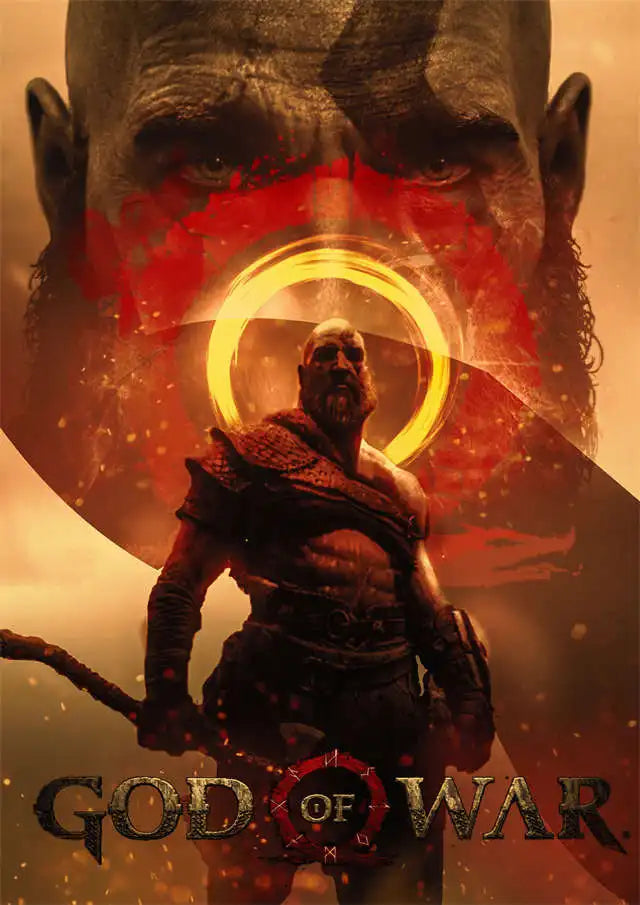 God of War Ragnarok 2022 Poster - Kratos Themed Wall Art for Gaming Room Decor
