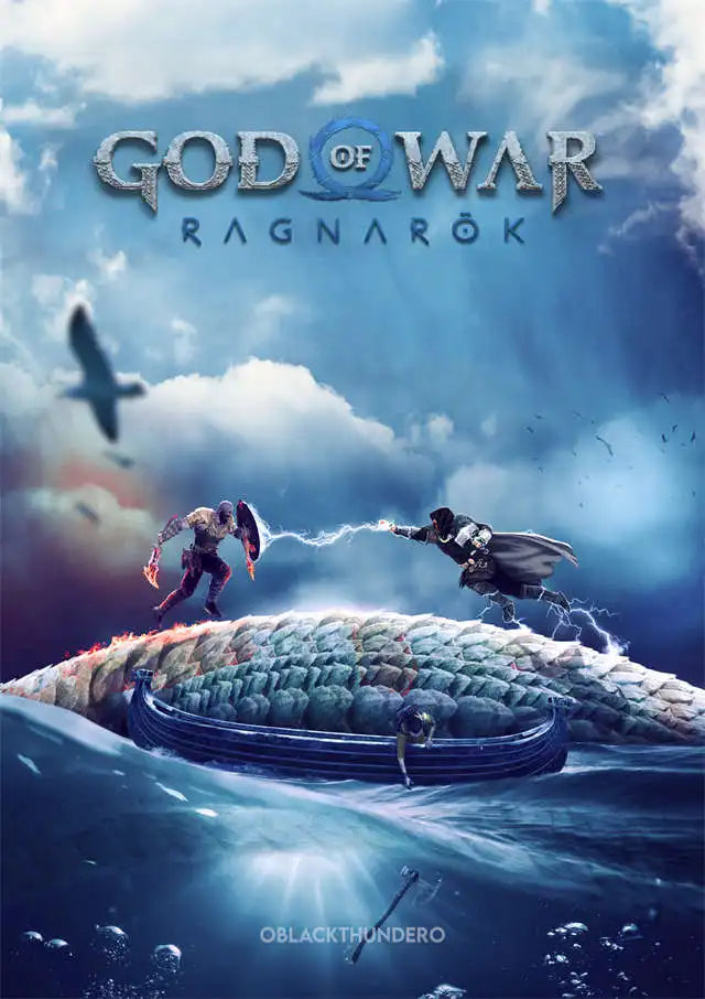God of War Ragnarok 2022 Poster - Kratos Themed Wall Art for Gaming Room Decor