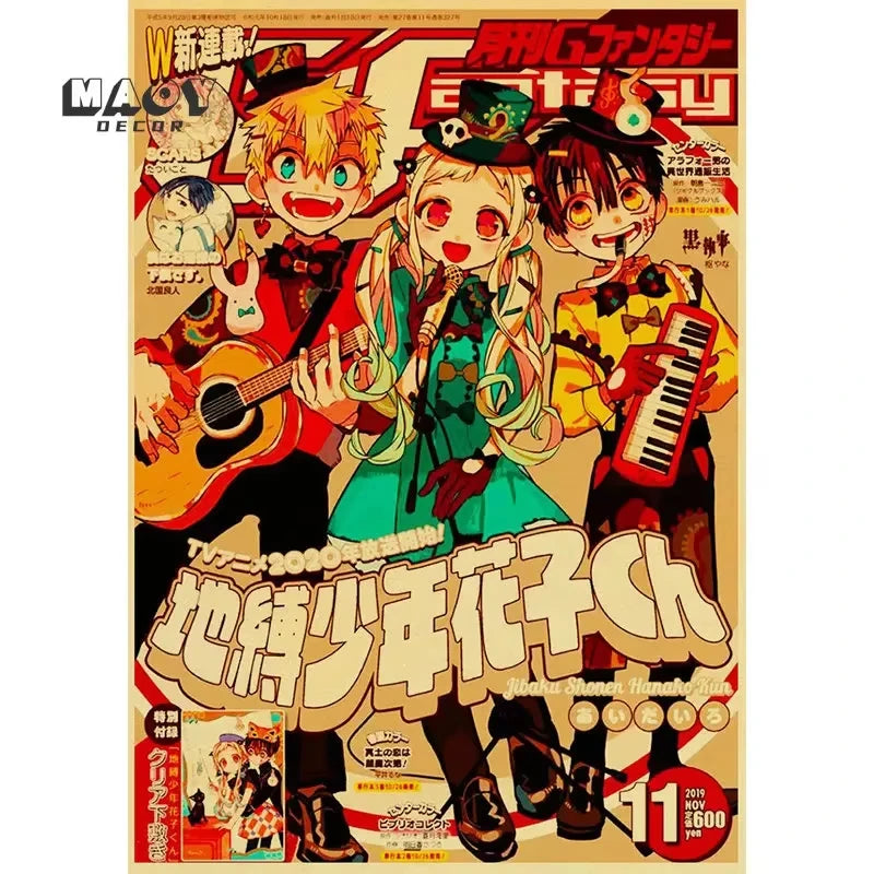 Póster de película de anime vintage en papel kraft JoJo's Bizarre Adventure/Jujutsu Kaisen/Demon Slayer Póster Decoración de pared para el hogar