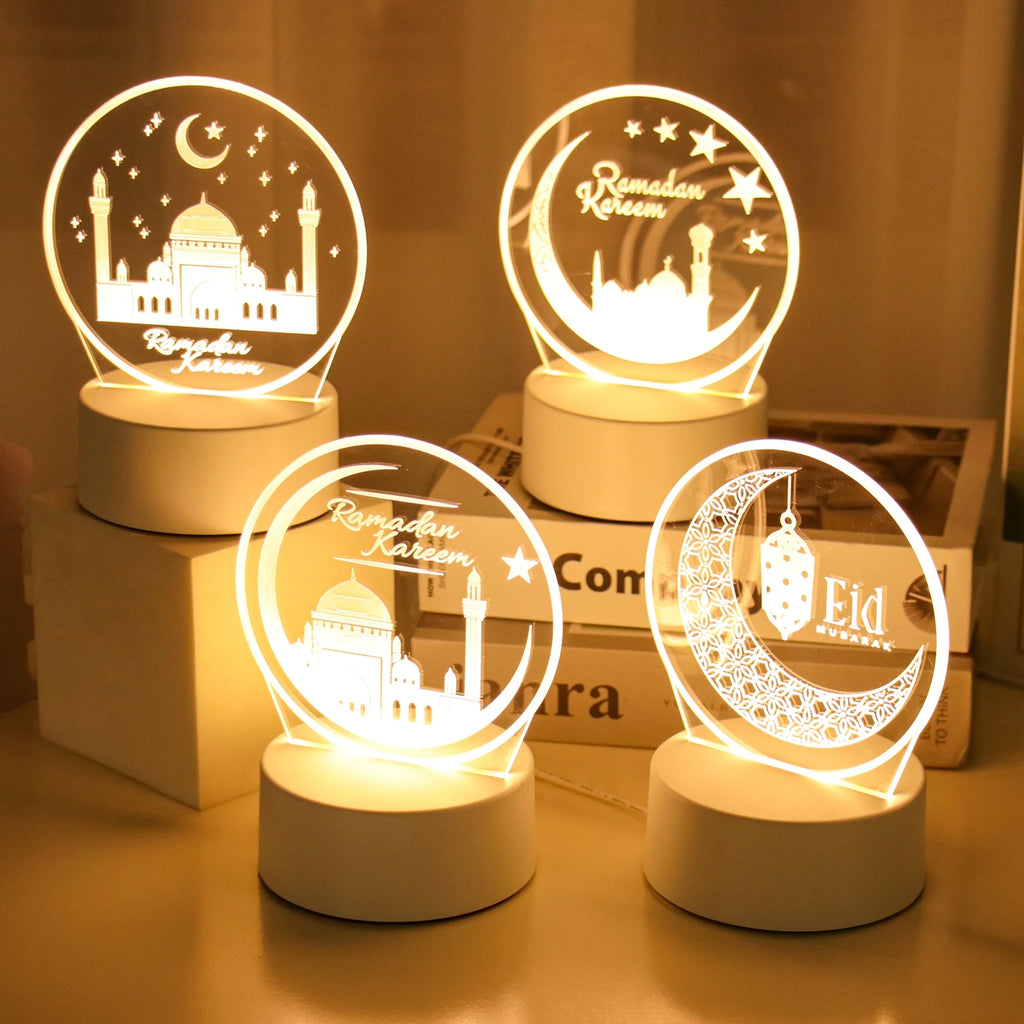 EID Luz Nocturna Mubarak Decoración de Ramadán Para el Hogar 2025 Decoración Islámica Musulmana para Fiestas Ramadán Kareem Feliz Eid Al Adha Ramadán