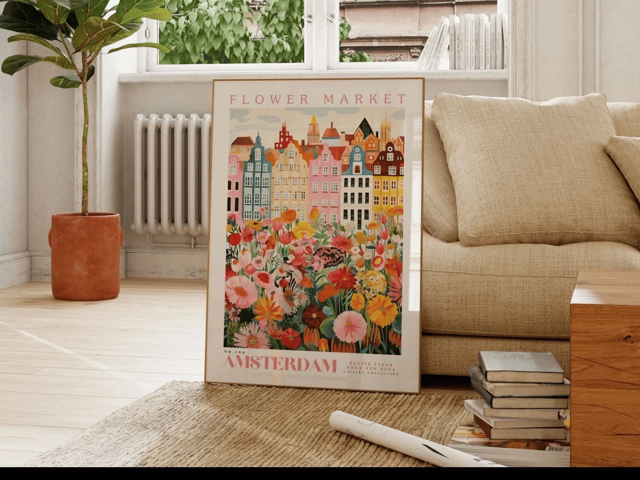 Póster del Mercado de Flores de Ámsterdam, Póster de Ámsterdam, Lámina del Mercado de Flores, Arte de Pared de Flores, Póster Botánico, Arte de Pared Floral, Boho