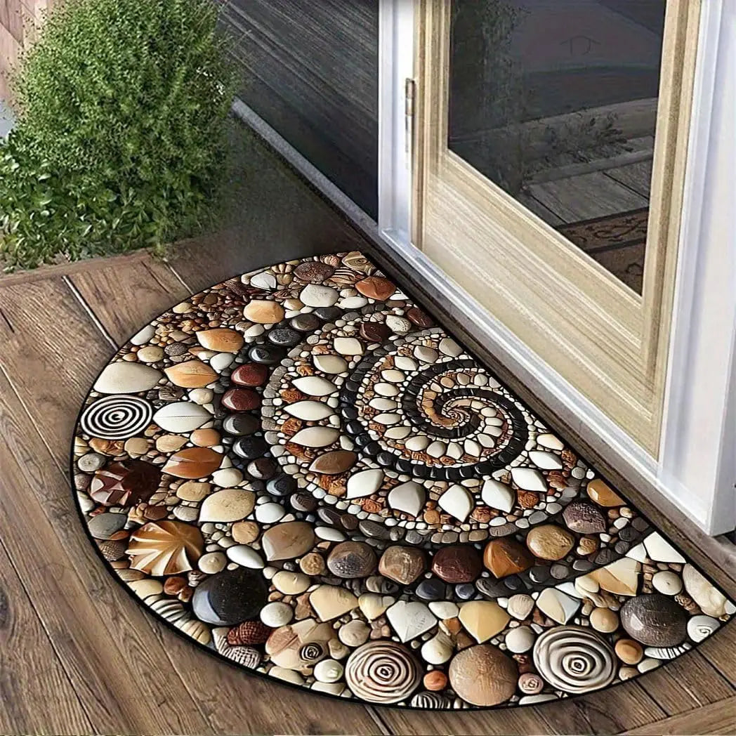 VIKAMA 1PC Felpudo de Bienvenida con Patrón Retro, Alfombra Interior y Exterior, Decoración del Hogar, Dormitorio y Cocina, Alfombrilla Antideslizante