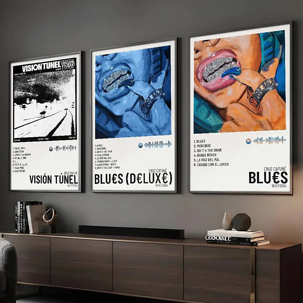 Affiche Rapper Cruz Cafuné Art HD Mur Collant Imperméable Salon Bar Décoration