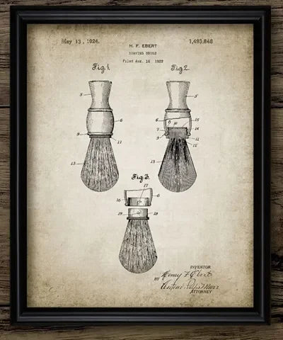Barber Patent Blueprints Vintage Posters Canvas Prints ,Shaving Brush, Scissors Barber's Pole, Cutthroat Razor Barbershop Decor