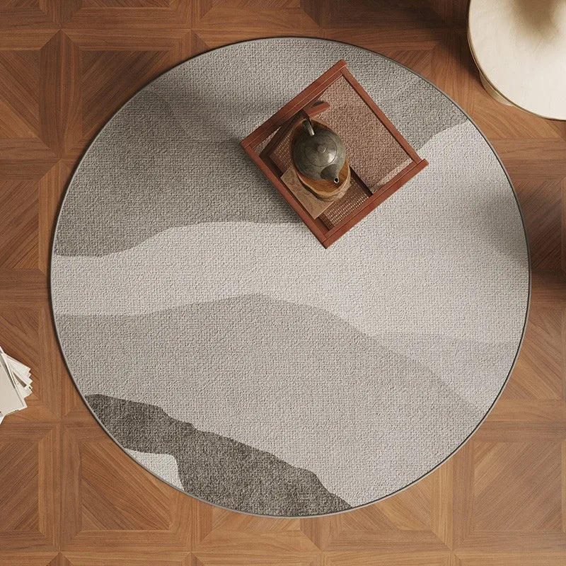 VIKAMA Tapis rond de style Wabi-sabi japonais pour salon, canapé décoratif, tapis de table basse, coussin de sol pour chaise pivotante de bureau