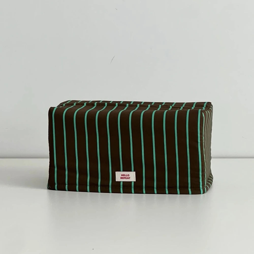 Caja de pañuelos a rayas Estuche de pañuelos retro para sala de estar Soporte de papel para pañuelos Bolsa de pañuelos Almacenamiento y organización de cocina Decoración de escritorio