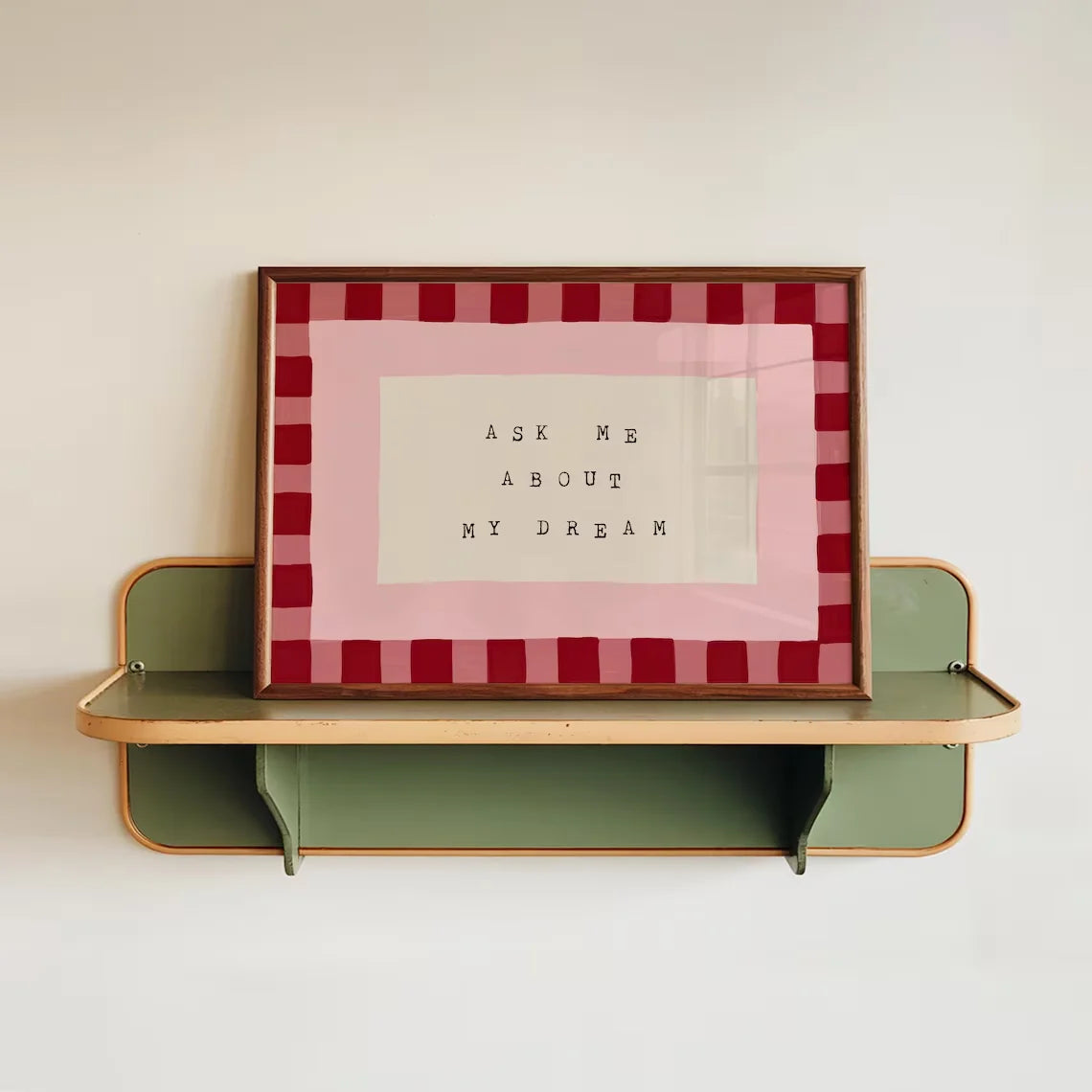 Retro Bedroom Wall Art, Checkered Wall Art, Mid Century Bedroom Print, Bedroom Prints, Ask Me About My Dream Print, Wall Art For