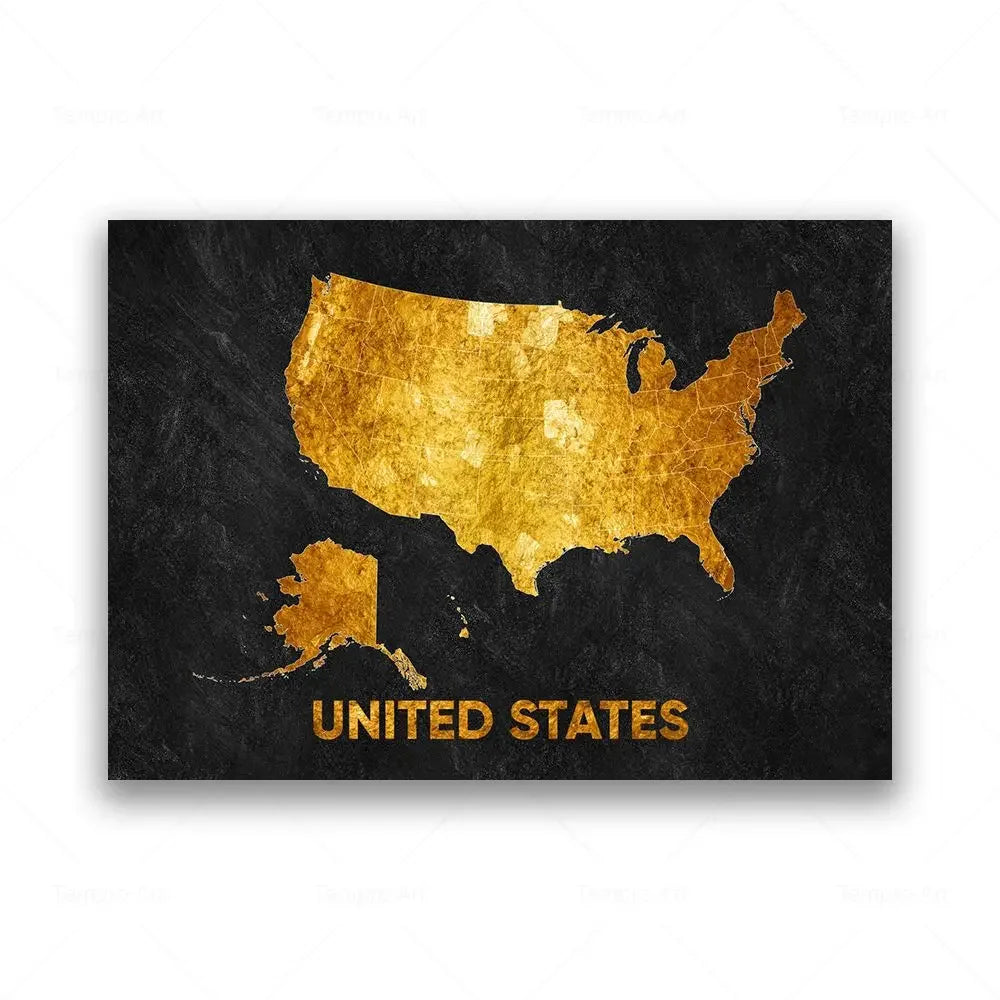 Classic Abstract Wall Art Black Gold Lebanon Country Map HD Canvas Print Poster Home Living Room Bedroom Decoration