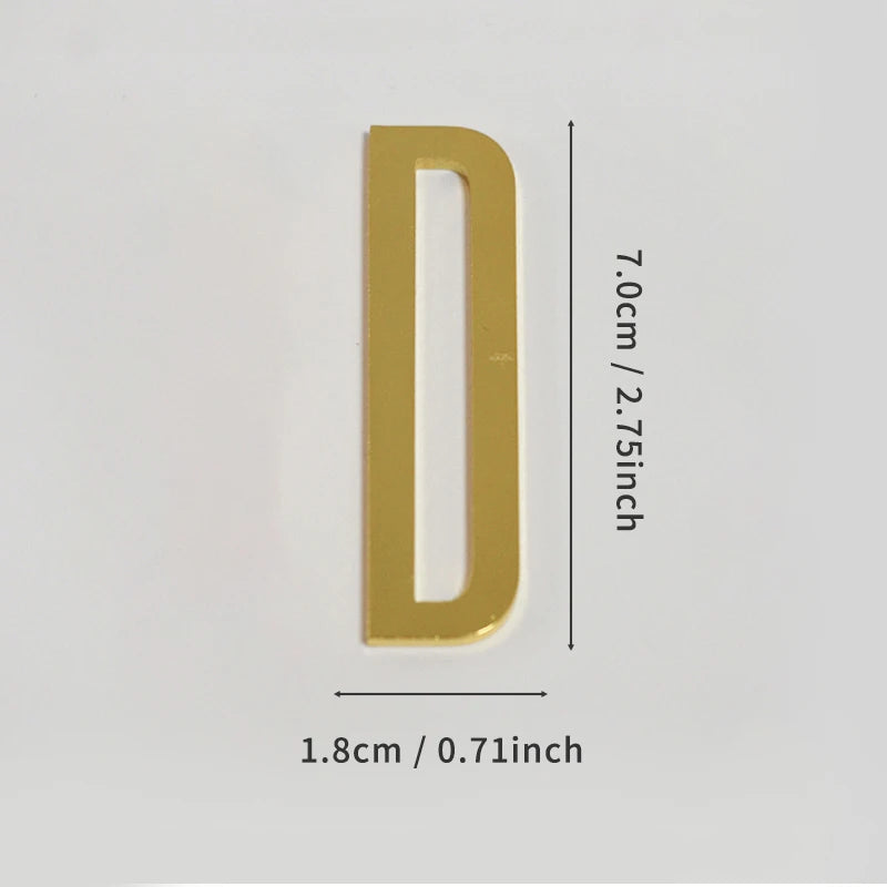 Golden Self Adhesive House Number Metal English Alphabet Letters for Apartment Room Door Plate Table Mailbox Number Stickers 7cm