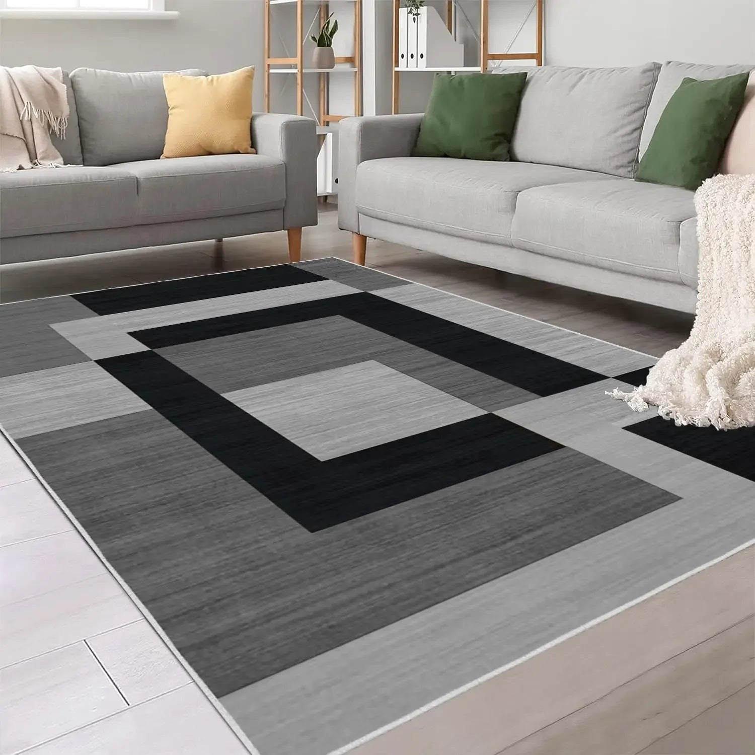 Tapis de salon VIKAMA de style géométrique, durable et antidérapant, pour canapé, table basse, chambre à coucher, décoration intérieure