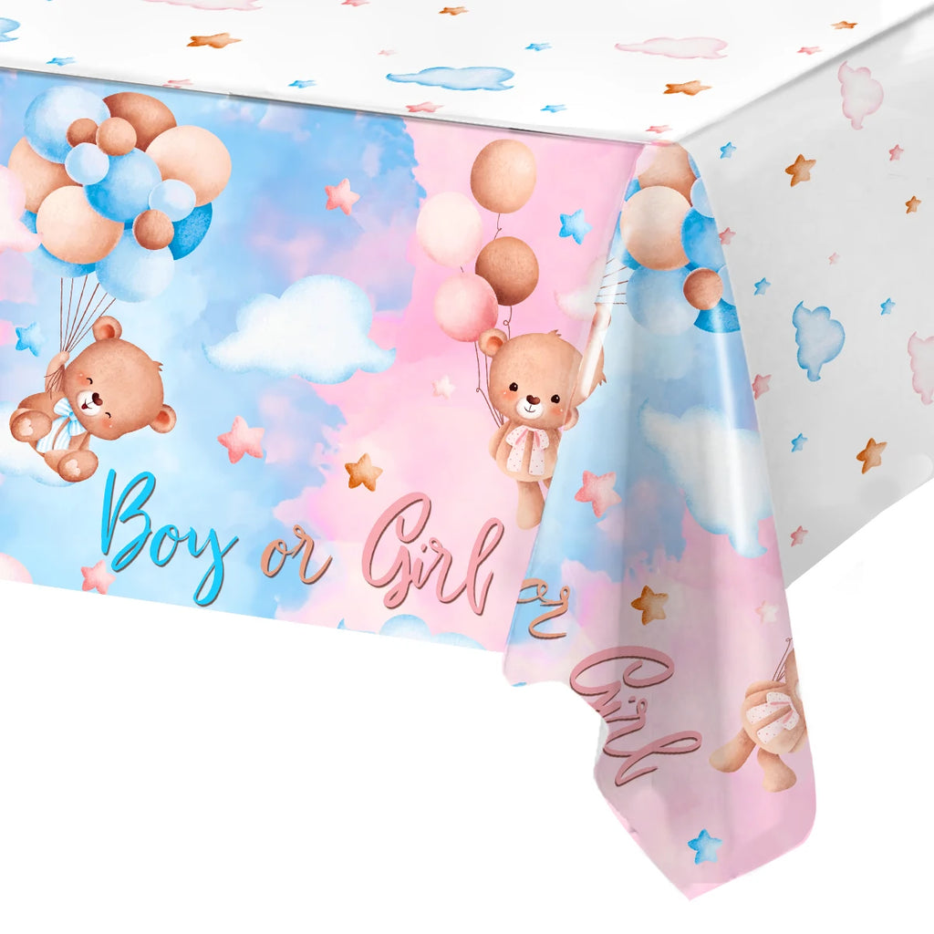 Mantel Desechable para Fiesta de Revelación de Género Niño o Niña Decoración Baby Shower Cubierta de Mesa para Recién Nacidos Artículos para Fiesta de Revelación de Género