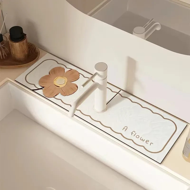 VIKAMA Grifo de cocina con diseño de dibujos animados, súper absorbente, para cafetera, escurridor, alfombrilla de secado rápido para baño