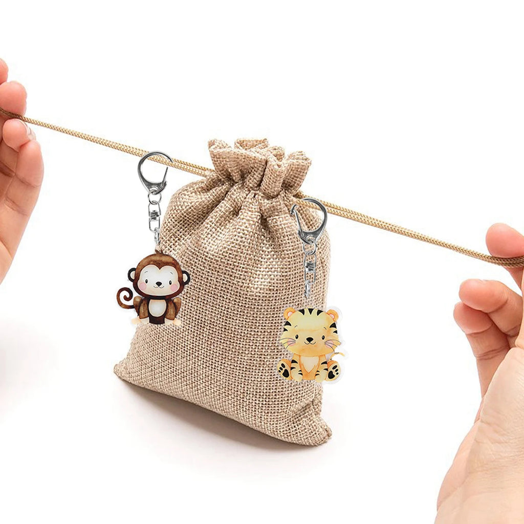5 Pcs Porte-clés Animaux de la Jungle Safari Lion Girafe Éléphant Porte-clés Thème Animal Décor pour Fête de Naissance