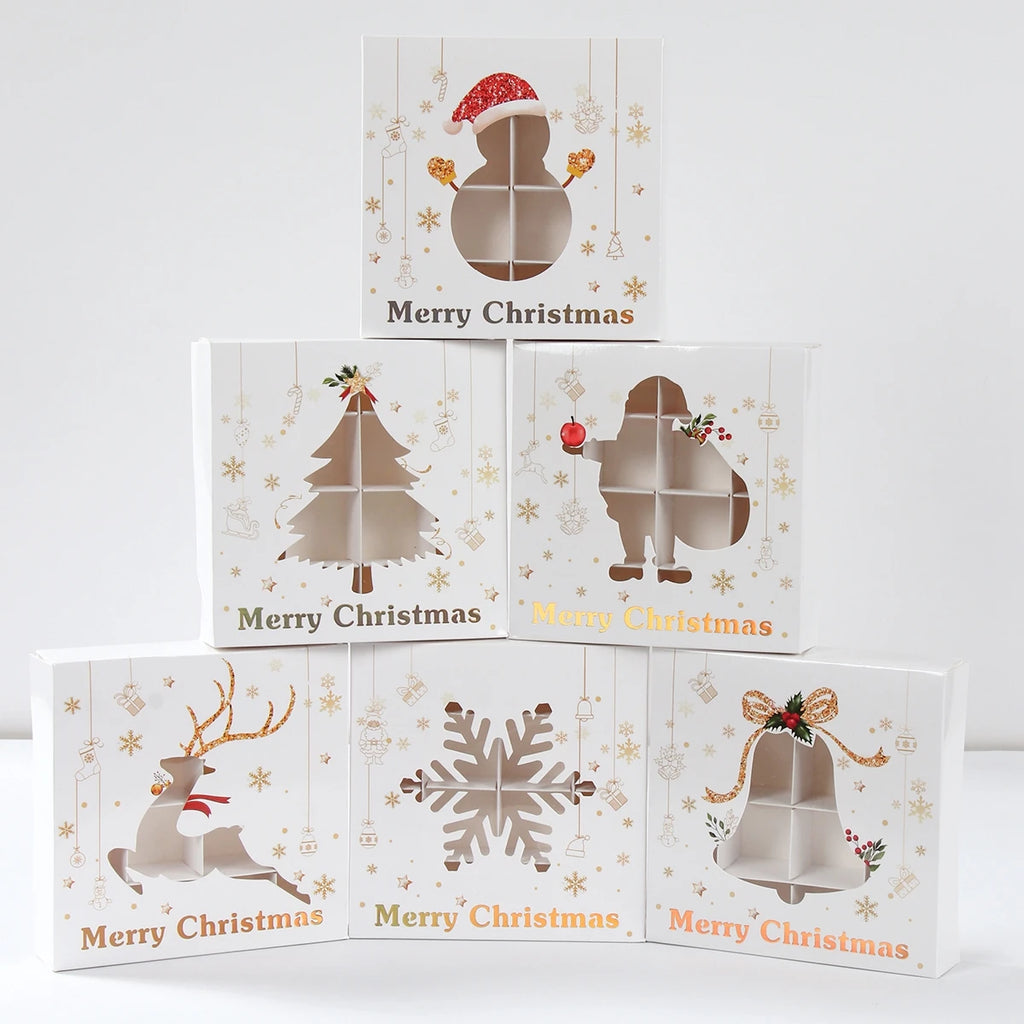 Caja de Galletas de Navidad Caja de Embalaje de Dulces Decoración de Feliz Navidad para el Hogar 2025 Navidad Noel Adorno para Árbol de Navidad Decoración Año Nuevo
