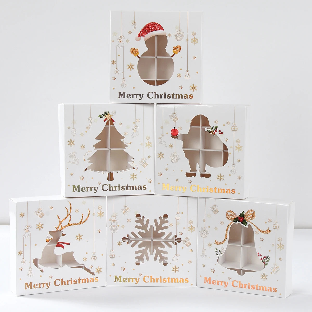 Caja de Galletas de Navidad Caja de Embalaje de Dulces Decoración de Feliz Navidad para el Hogar 2025 Navidad Noel Adorno para Árbol de Navidad Decoración Año Nuevo