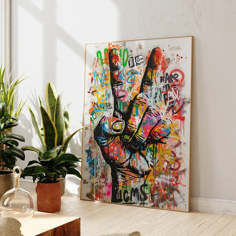 Arte Moderno Pop Art Graffiti Callejero Abstracto Sí Gesto Arte De Pared Lienzo Pintura Carteles Para Sala De Estar Dormitorio Decoración Del Hogar