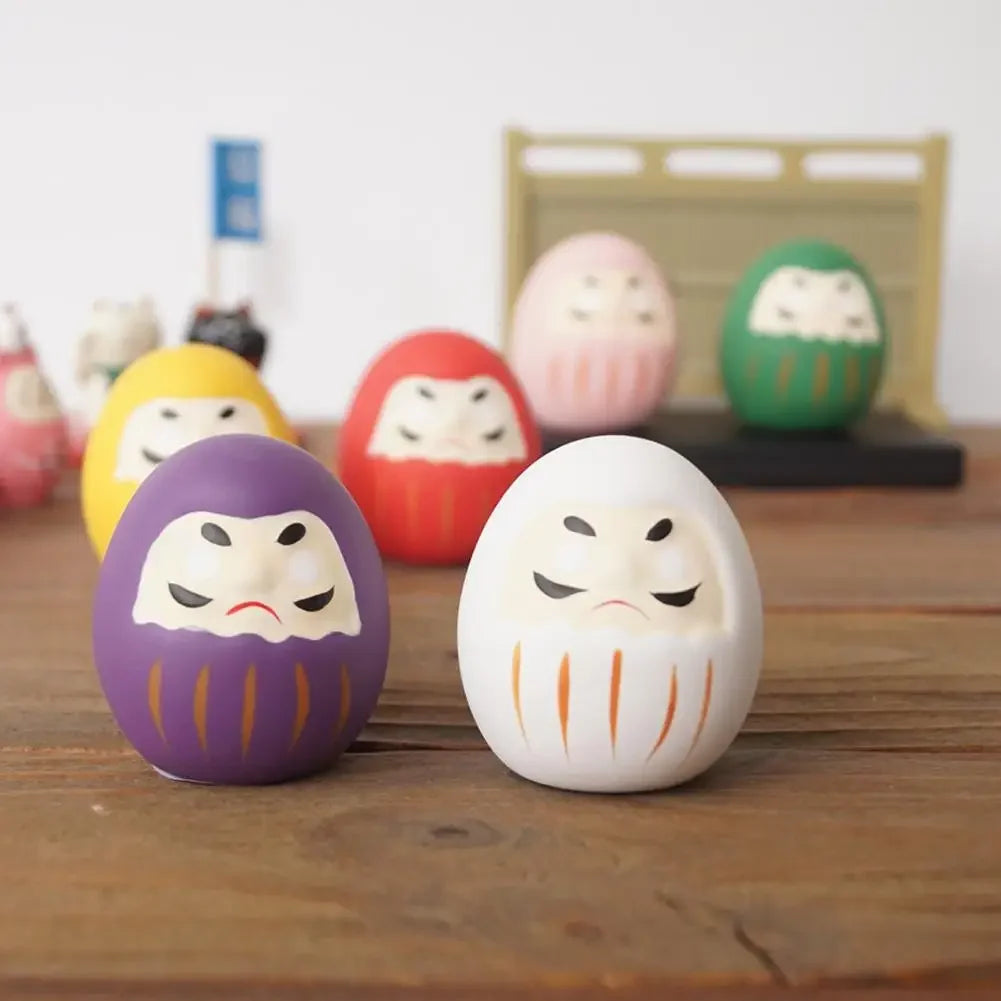 8 estilos de muñecas Daruma japonesas de cerámica, amuleto de la suerte, adorno de la fortuna, decoración de paisaje para el hogar y la oficina, accesorios de regalo en miniatura