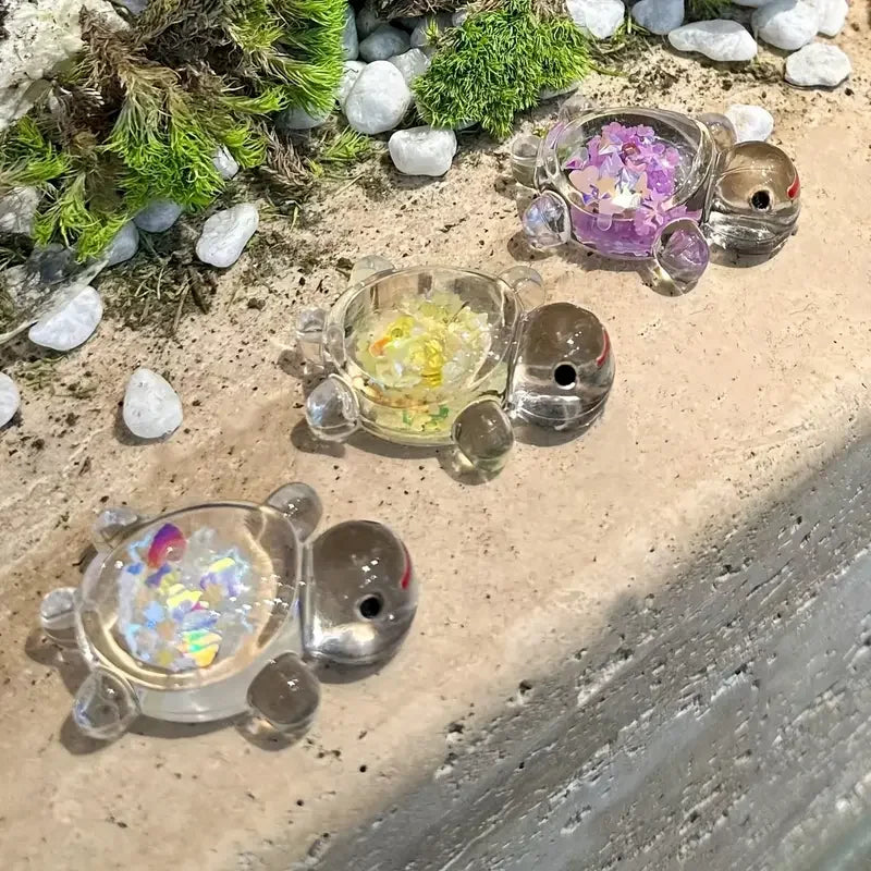 Breloques en forme de tortue mignonne lumineuses à paillettes pour porte-clés DIY, décoration de salon, utilisation intérieure et extérieure