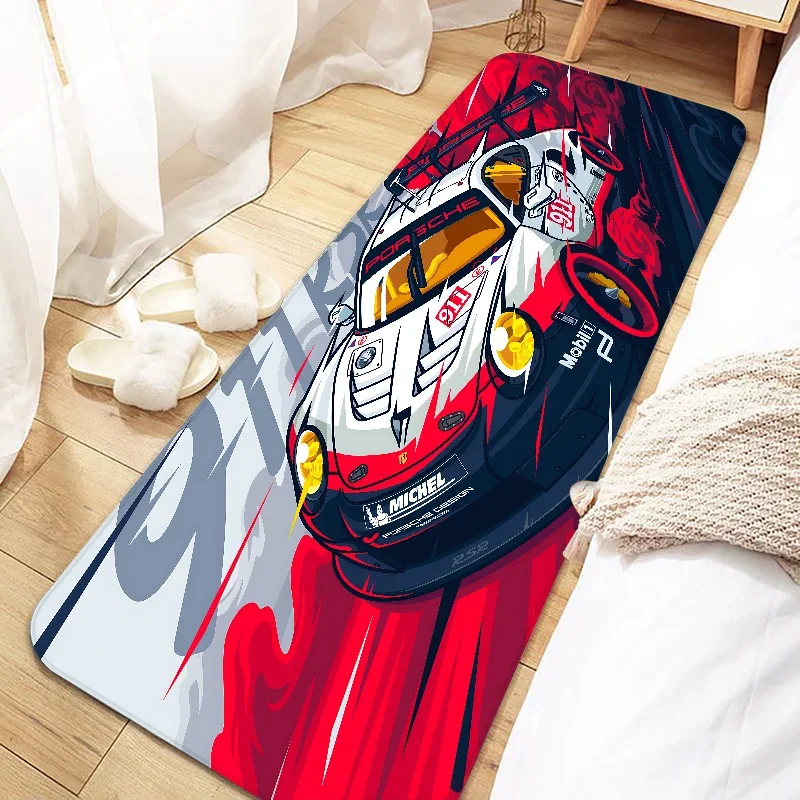 VIKAMA Alfombra Cool Racing Antideslizante Suave para Dormitorio Mesita de Noche Alfombras de Ventana Mantas Pasillo Alfombrillas de Piso Decoración del Hogar