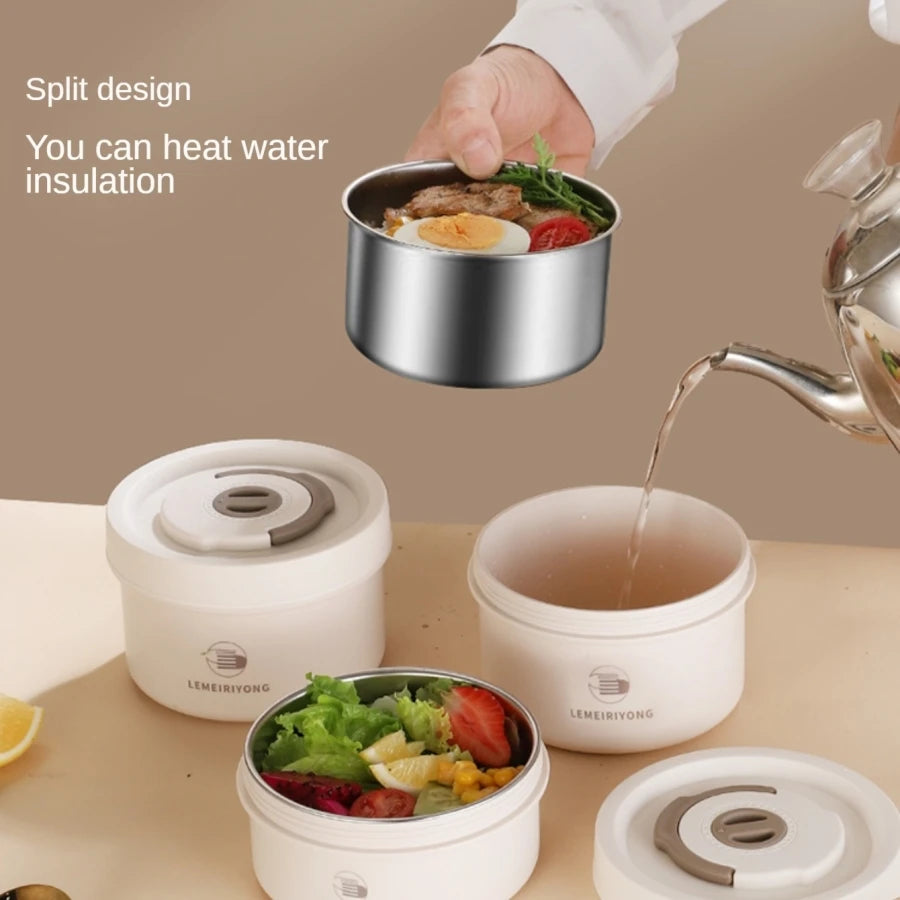 Fiambrera portátil aislada, juego de recipientes para almuerzo apilables, bento de acero inoxidable