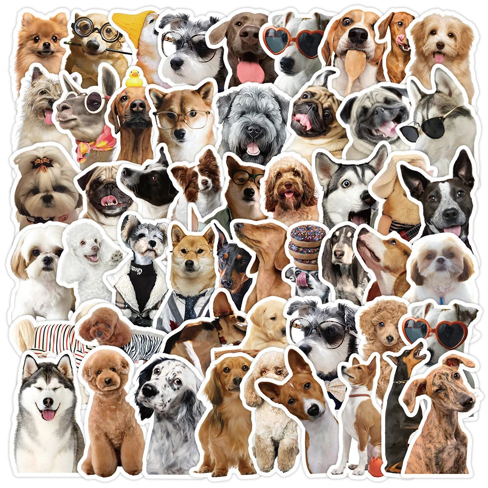 10/30/50 Pièces Autocollants Drôles Mignons pour Animaux de Compagnie, Stickers Graffiti Chien, Dessin Animé, pour Ordinateur Portable, Cahier, Valise, Téléphone, Agenda, Papeterie, Jouet pour Enfants