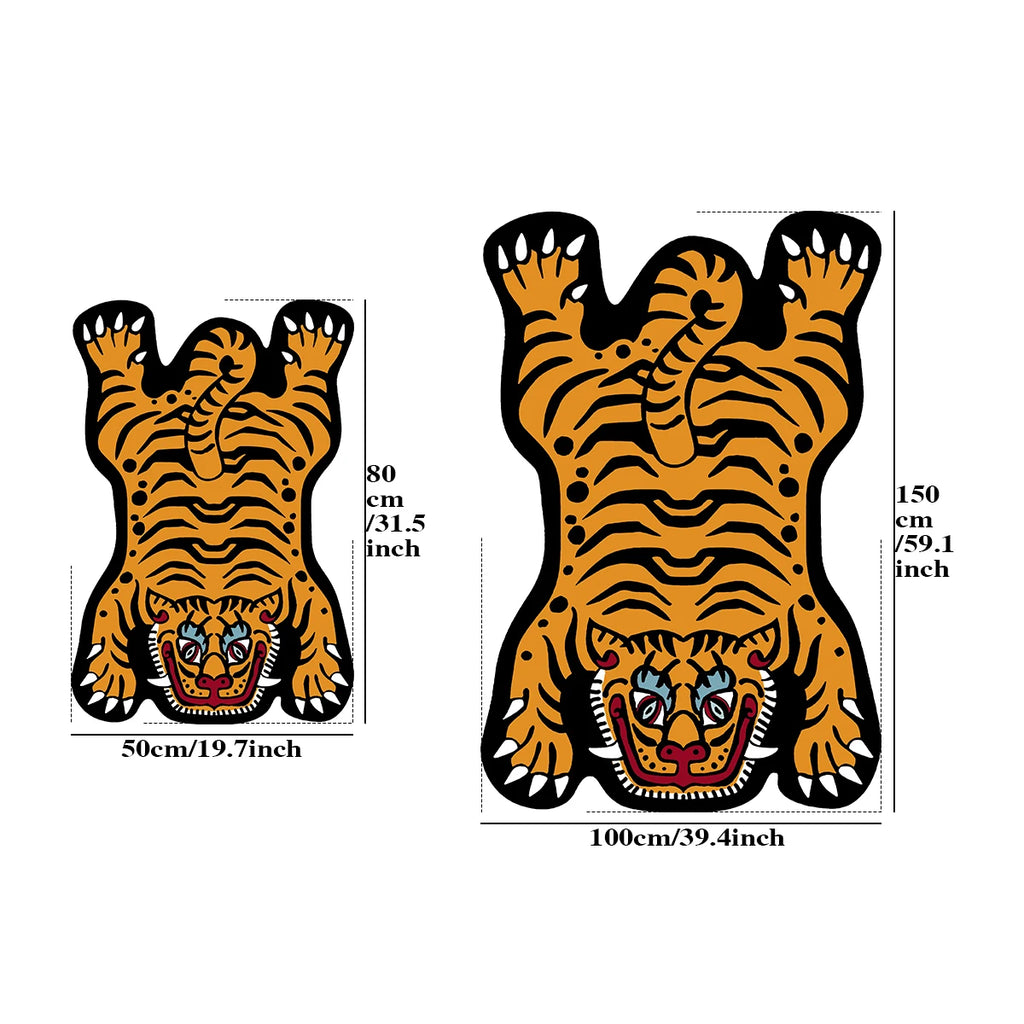 Alfombra con forma de tigre de dibujos animados VIKAMA para sala de estar, dormitorio infantil, alfombras de cabecera, decoración del hogar, alfombrillas antideslizantes para cocina y balcón.