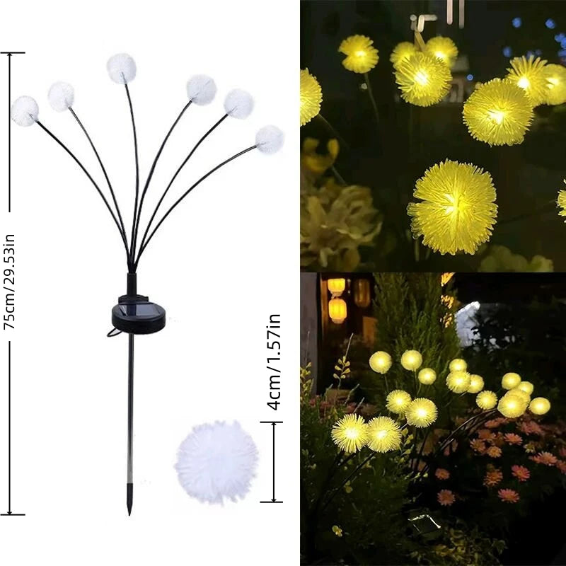 1 ud. Luces solares LED de jardín de diente de león, lámpara de césped de 6 cabezales y 2 modos, iluminación de paisaje ideal para jardín, césped, patio, camino, balcón
