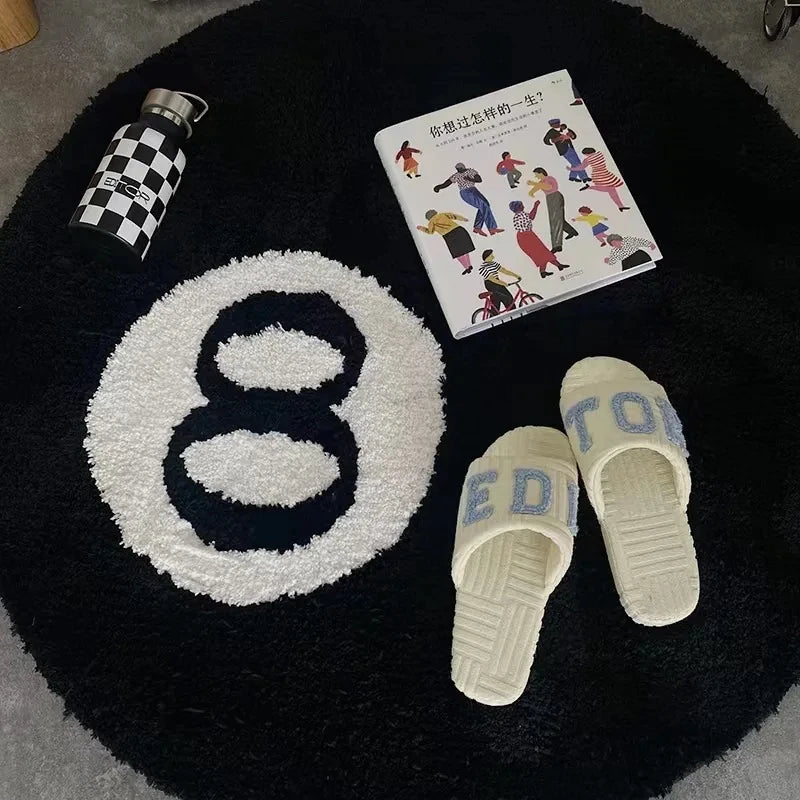 VIKAMA Tapis de billard Huit Boules Halloween Rond Doux Décoratif Thème Film d'Horreur Décoration Intérieure Maison Cadeau pour Fan de Billard Effrayant