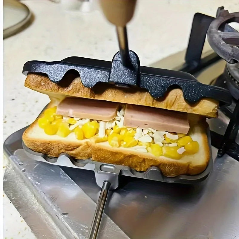 Sandwichera rectangular de doble cara, doble color, aleación de aluminio, antiadherente, para estufa, utensilio de cocina